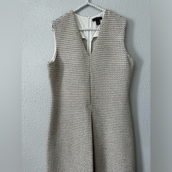 St. John Sleeveless Tweed Cream Color Dress Size L (12) - Picture 5 of 13